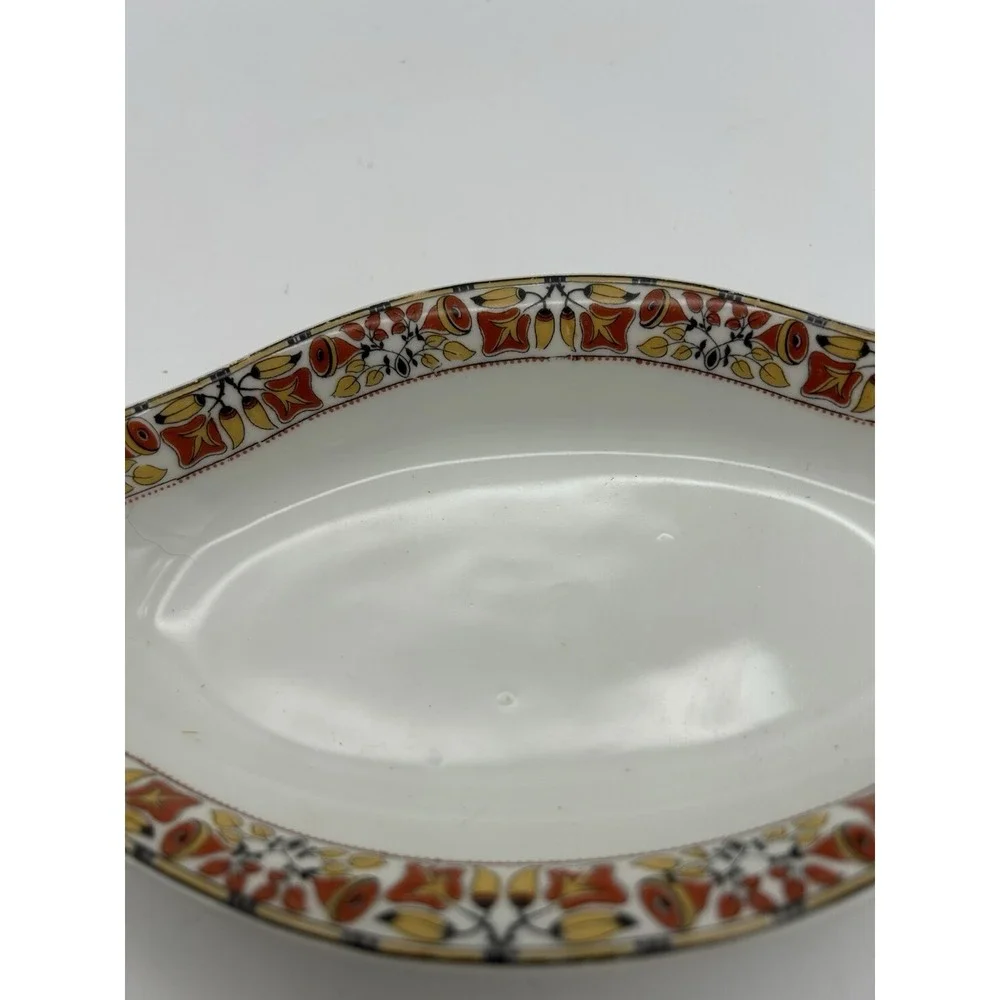 T&V Tressemanes & Vogt‎  Limoges France Serving Bowl Floral Red Yellow Brown